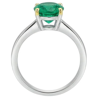 Natural Real ( Not Lab Grown ) Gemstone Ring Solitaire Green Emerald GIA Tapered Shank