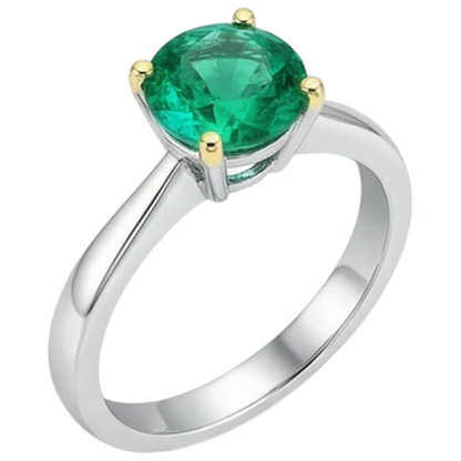 Natural Real ( Not Lab Grown ) Gemstone Ring Solitaire Green Emerald GIA Tapered Shank