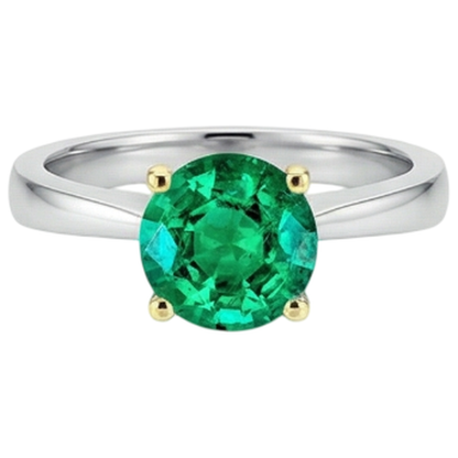 Natural Real ( Not Lab Grown ) Gemstone Ring Solitaire Green Emerald GIA Tapered Shank