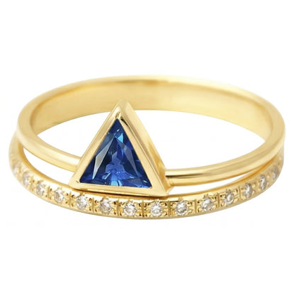 Gemstone Ring Trillion Bezel Set Blue Sapphire 1 Carat Natural Earth Mined Diamonds Gold