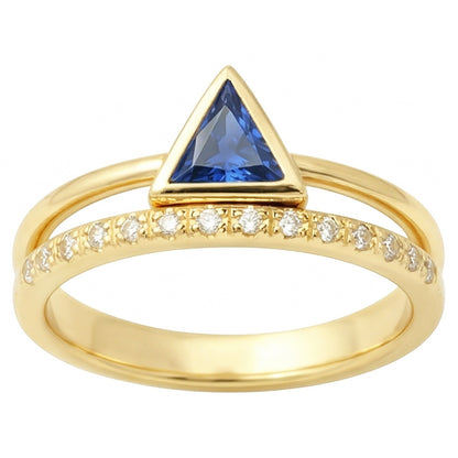 Gemstone Ring Trillion Bezel Set Blue Sapphire 1 Carat Natural Earth Mined Diamonds Gold