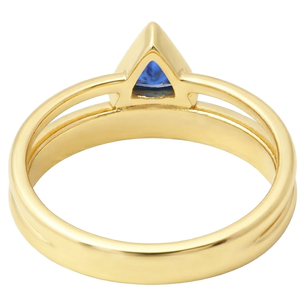 Gemstone Ring Trillion Bezel Set Blue Sapphire 1 Carat Natural Earth Mined Diamonds Gold