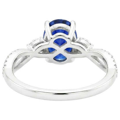 Gemstone Ring With Natural Earth Mined Diamond Accents Blue Sapphire 4 Carats