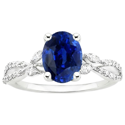 Gemstone Ring With Natural Earth Mined Diamond Accents Blue Sapphire 4 Carats
