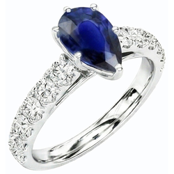 Gemstone Solitaire Blue Sapphire Ring With Round Natural Earth Mined Diamonds 3.50 Carats