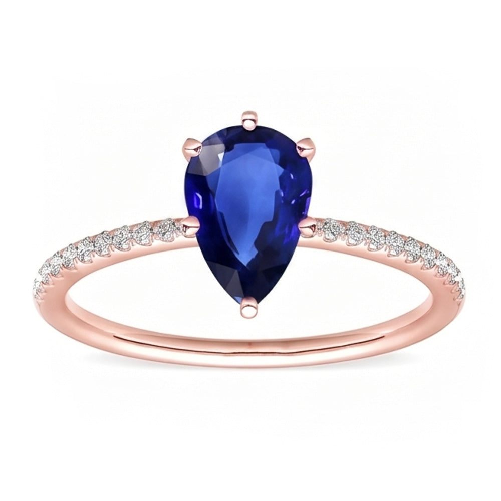 Gemstone Solitaire Blue Sapphire Ring & Pave Set Natural Earth Mined Diamond 3.50 Carats
