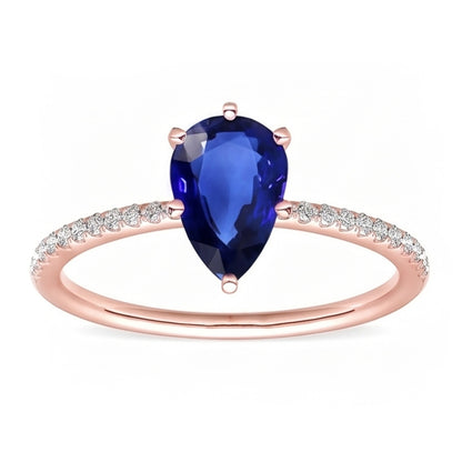 Gemstone Solitaire Blue Sapphire Ring & Pave Set Natural Earth Mined Diamond 3.50 Carats