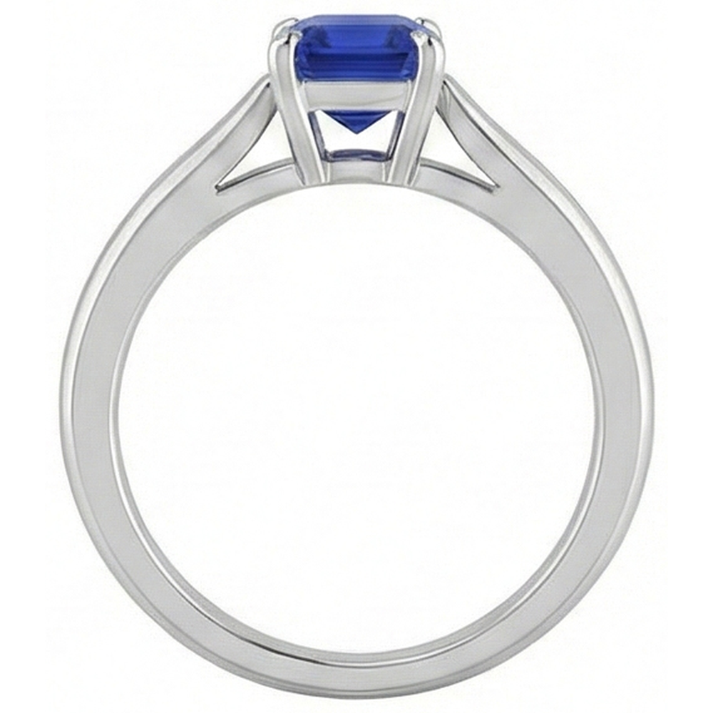 Natural Real ( Not Lab Grown )  Gemstone Solitaire Ring 1.50 Carat Tapered Shank Emerald Blue Sapphire