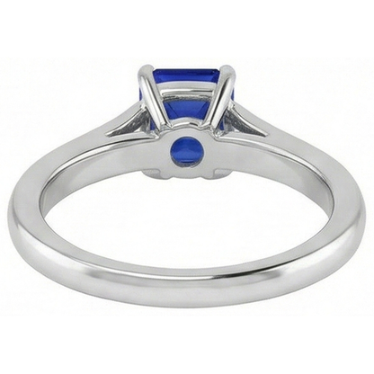 Natural Real ( Not Lab Grown )  Gemstone Solitaire Ring 1.50 Carat Tapered Shank Emerald Blue Sapphire