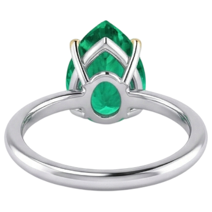 Natural Real ( Not Lab Grown ) Gemstone Solitaire Ring Teardrop Green Emerald GIA