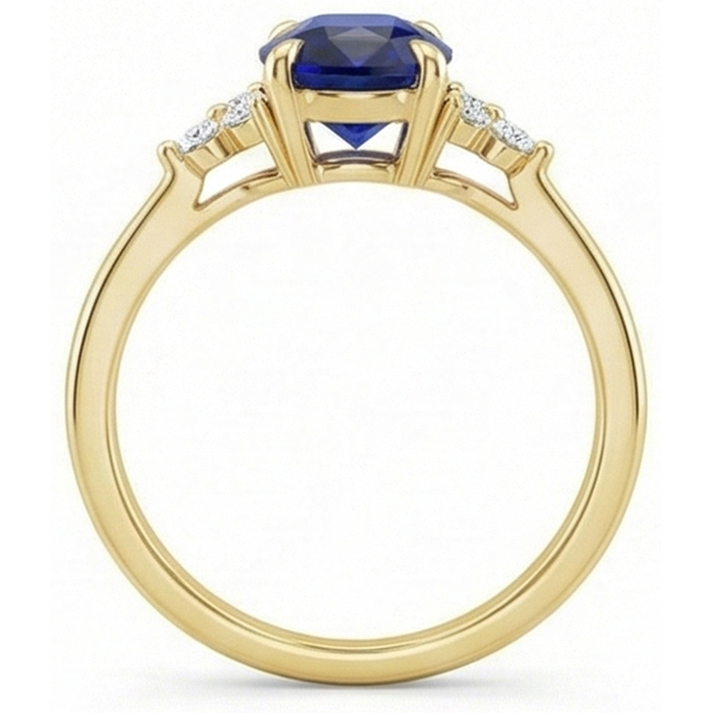 natural round sapphire 3.50ct ring on white background