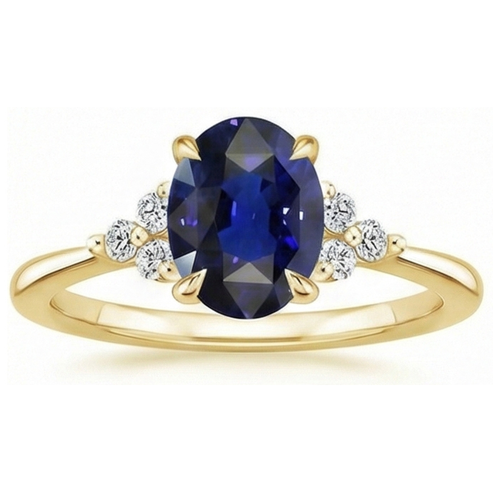 natural round sapphire 3.50ct ring close up detail