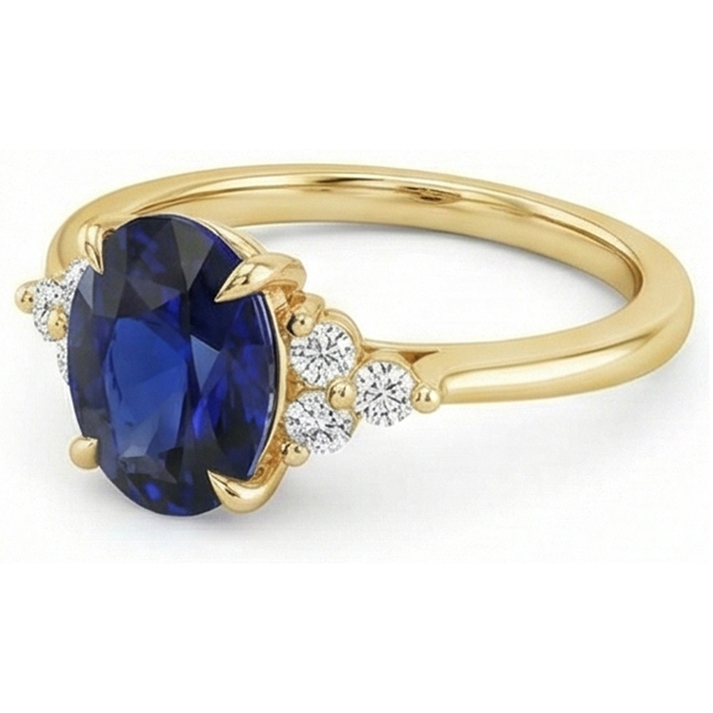 natural round sapphire 3.50ct ring top view