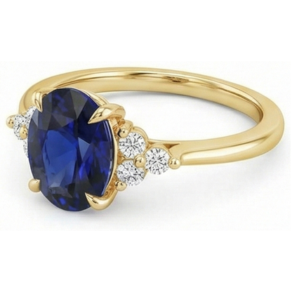 natural round sapphire 3.50ct ring top view