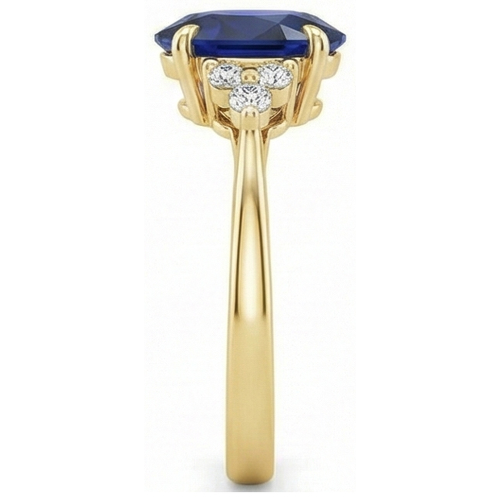 natural round sapphire 3.50ct ring profile view