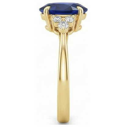 natural round sapphire 3.50ct ring profile view