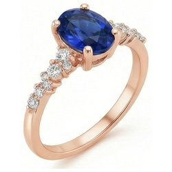 Natural Sapphire Ring 4ct - Rose Gold 14K