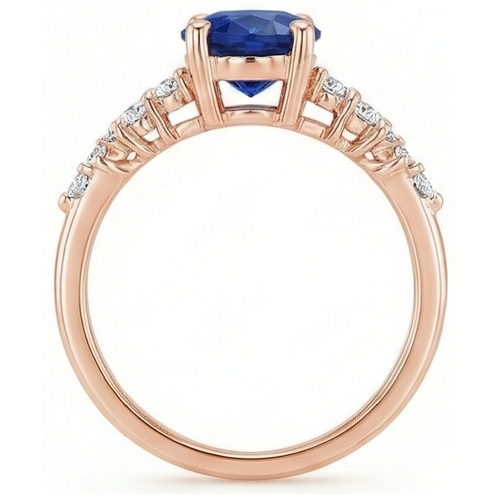 natural round sapphire 4ct ring on white background