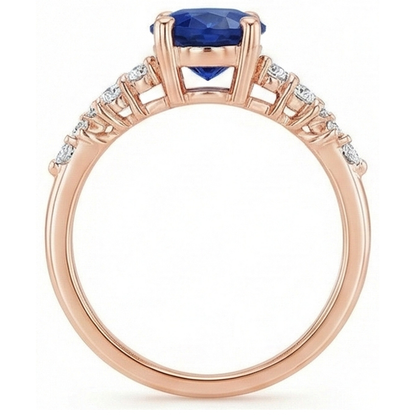 natural round sapphire 4ct ring on white background
