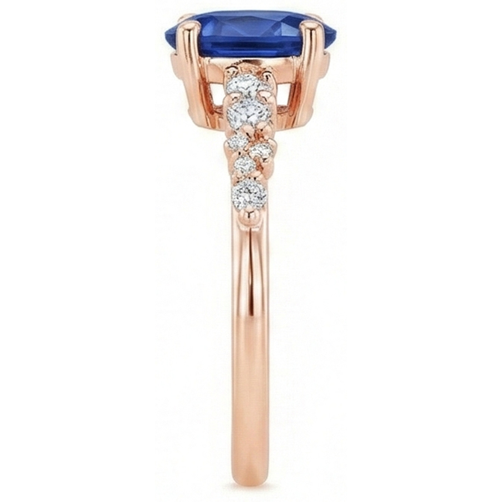 natural round sapphire 4ct ring profile view
