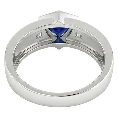 Gemstone Trillion Sapphire Ring 1.50 Carats Channel Set Natural Earth Mined Diamonds