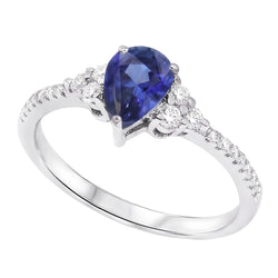Gemstone Wedding Ring Blue Sapphire & Pave Set Natural Earth Mined Diamonds 3 Carats