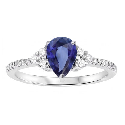 Gemstone Wedding Ring Blue Sapphire & Pave Set Natural Earth Mined Diamonds 3 Carats