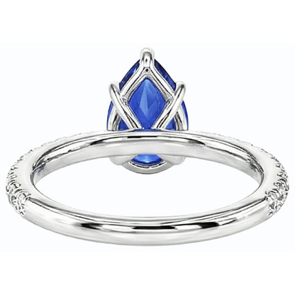 natural round sapphire 3ct ring on white background