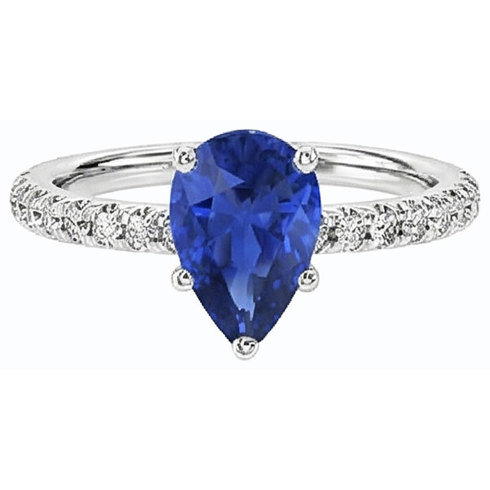 natural round sapphire 3ct ring front view