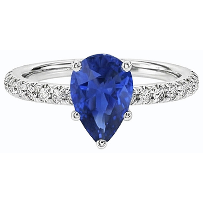 natural round sapphire 3ct ring front view