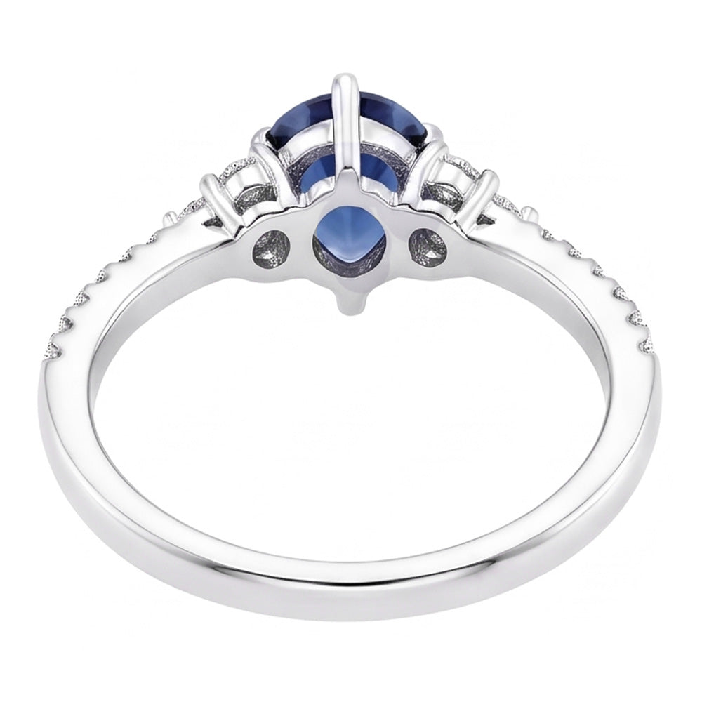 Gemstone Wedding Ring Blue Sapphire & Pave Set Natural Earth Mined Diamonds 3 Carats