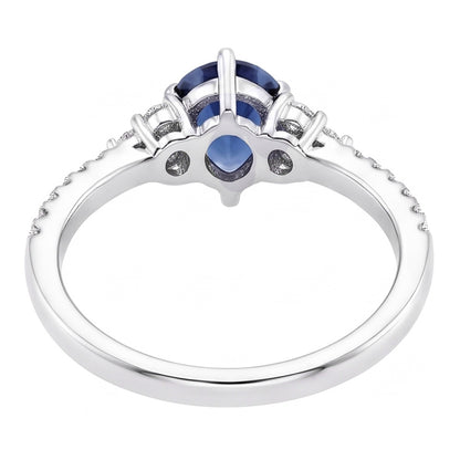 Gemstone Wedding Ring Blue Sapphire & Pave Set Natural Earth Mined Diamonds 3 Carats