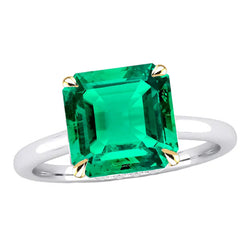 Gemstone Engagement Ring Asscher Cut Green Emerald Jewelry