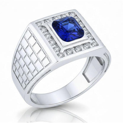 Gemstone Men's Ring Cushion Sapphire 2.50 Carats Antique Style