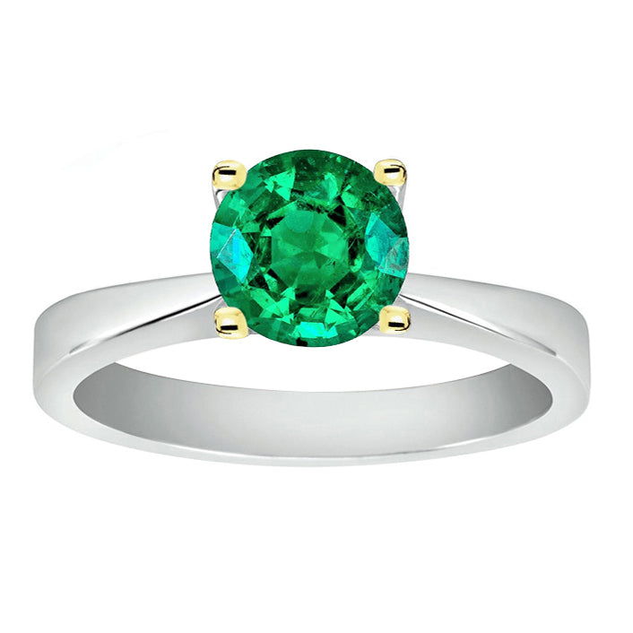 Gemstone Ring Solitaire Green Emerald Tapered Shank