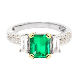 Natural Real ( Not Lab Grown ) Gemstone Anniversary Ring Green Emerald GIA Diamonds