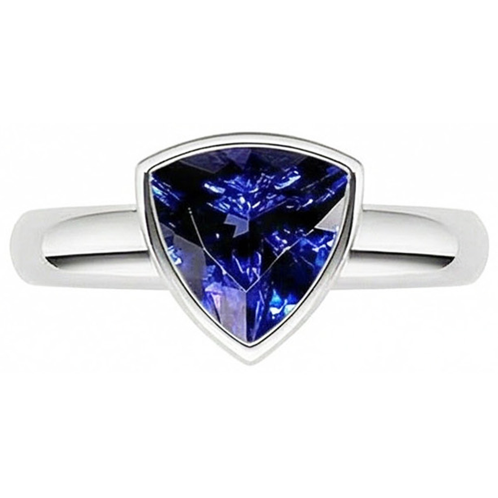 Natural Real ( Not Lab Grown )  Gents Gemstone Ring Solitaire Trillion Bezel Set Ceylon Sapphire 3 Ct