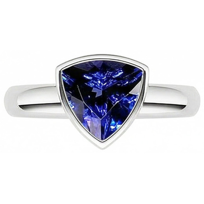 Natural Real ( Not Lab Grown )  Gents Gemstone Ring Solitaire Trillion Bezel Set Ceylon Sapphire 3 Ct