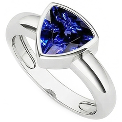 Natural Real ( Not Lab Grown )  Gents Gemstone Ring Solitaire Trillion Bezel Set Ceylon Sapphire 3 Ct