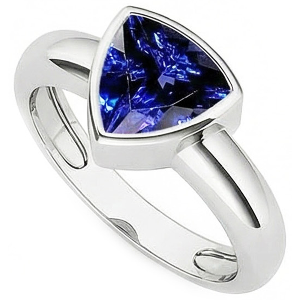 Natural Real ( Not Lab Grown )  Gents Gemstone Ring Solitaire Trillion Bezel Set Ceylon Sapphire 3 Ct