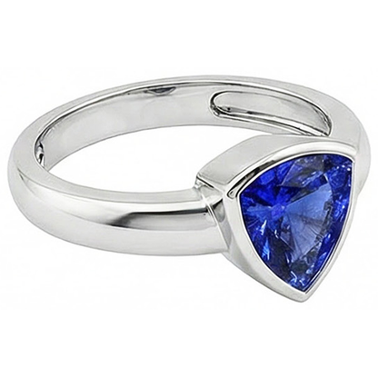 Natural Real ( Not Lab Grown )  Gents Gemstone Ring Solitaire Trillion Bezel Set Ceylon Sapphire 3 Ct