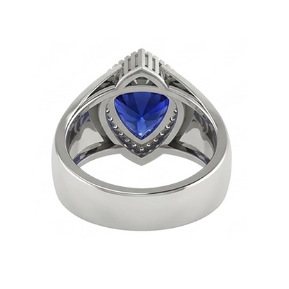 Gents Ring Ceylon Sapphire Natural Earth Mined Diamond Jewelry Trillion Bezel Set 2.50 Carats
