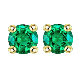 Genuine 8 Carat Round Green Emerald Earrings