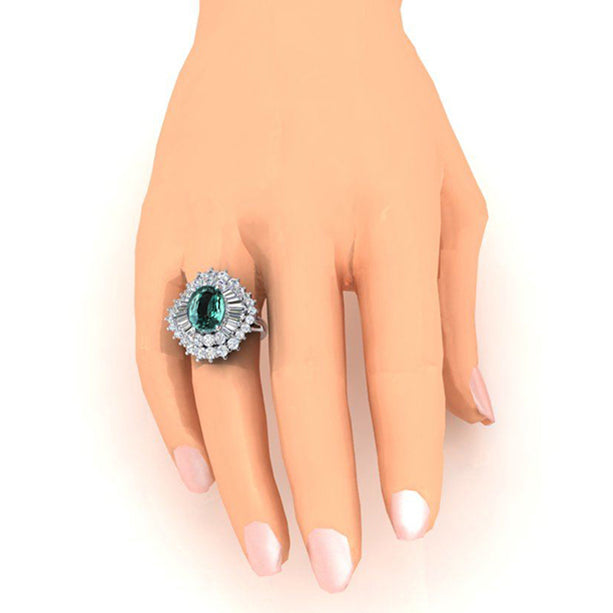 Genuine Alexandrite Diamond Ring Statement Jewelry