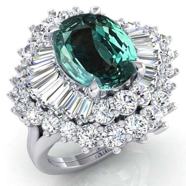 Genuine Alexandrite Diamond Ring Statement Jewelry