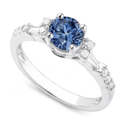 Genuine Blue Natural Earth Mined Diamond Ring