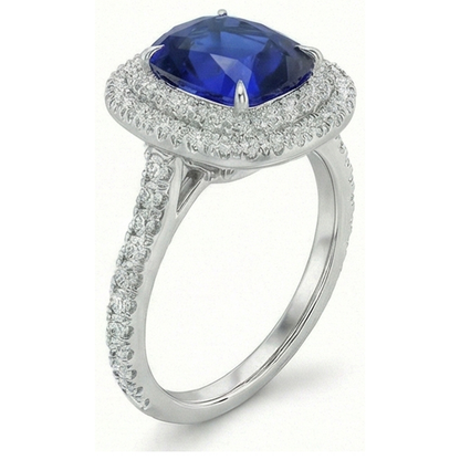 Natural Real ( Not Lab Grown )  Genuine Ceylon Sapphire Halo Ring