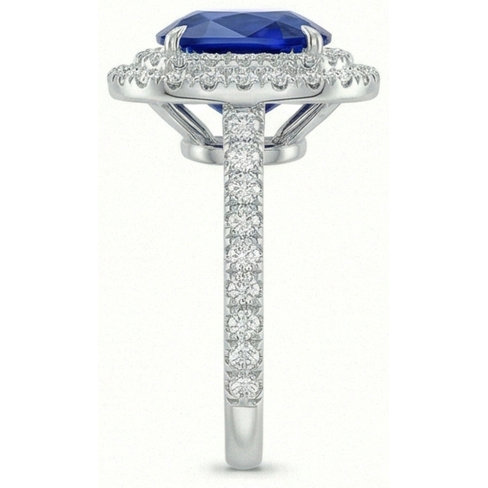 Natural Real ( Not Lab Grown )  Genuine Ceylon Sapphire Halo Ring