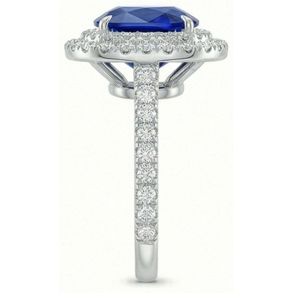 Natural Real ( Not Lab Grown )  Genuine Ceylon Sapphire Halo Ring