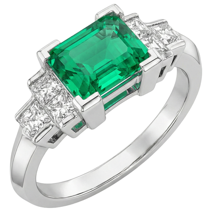 Natural Real ( Not Lab Grown ) Genuine Green Emerald GIA And Diamond Ring Anniversary Jewelry